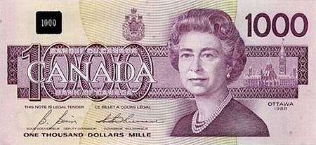 canadian current dollar bill